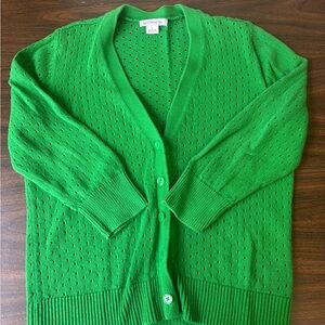 Liz Claiborne Green Cardigan Sweater with Textured Knit